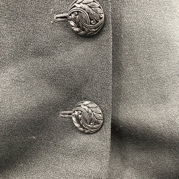 80’s does 40s Vintage Wasp Waist Black Blazer Jacket 100% Wool - Picture 3 of 15